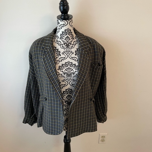 Christian Aujard Paris vintage 1980’s power shoulder pads herringbone jacket - Picture 1 of 5
